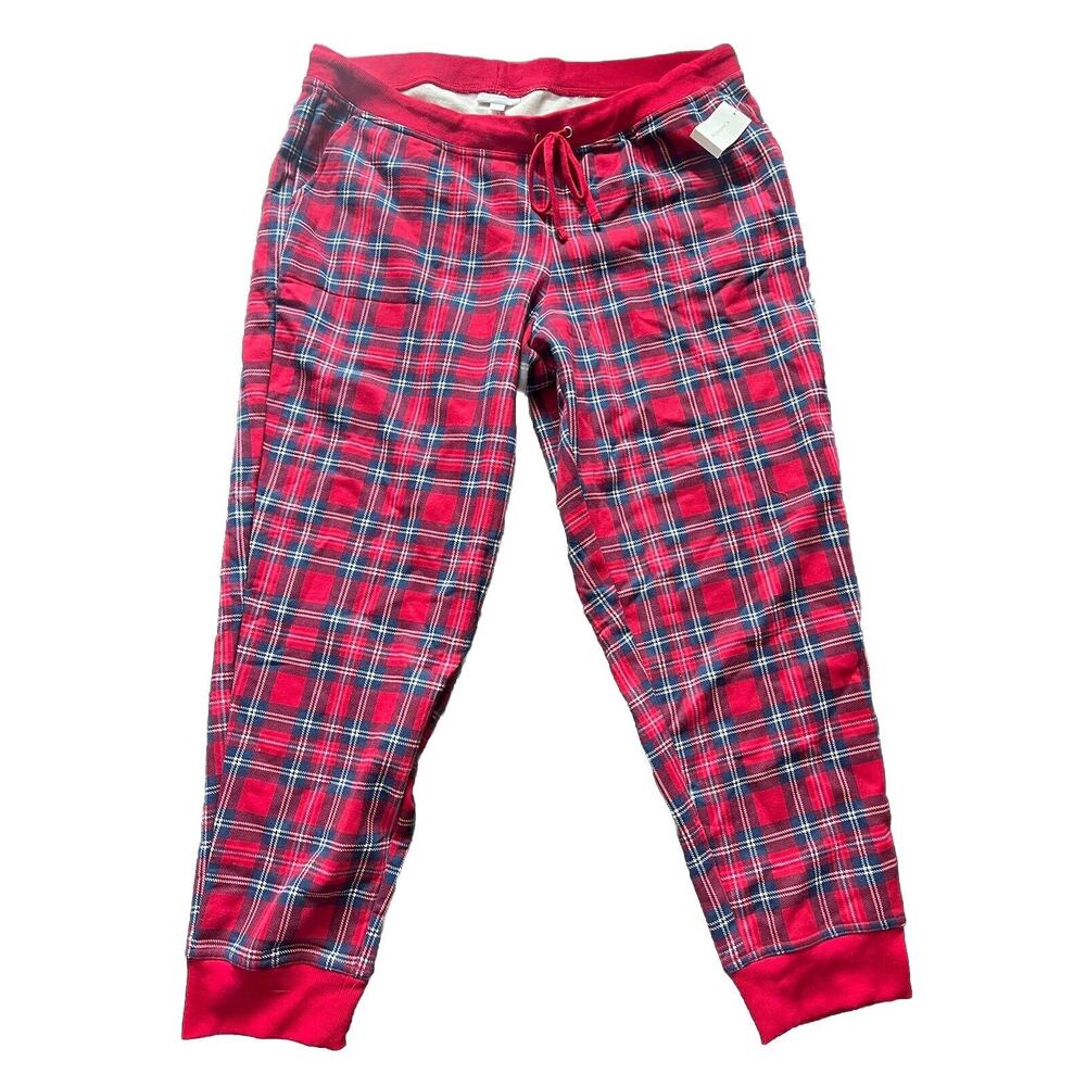 NEW Charter Club Women's Lounge Jogger Pajama Pants Red Multi Holiday Plaid XXL